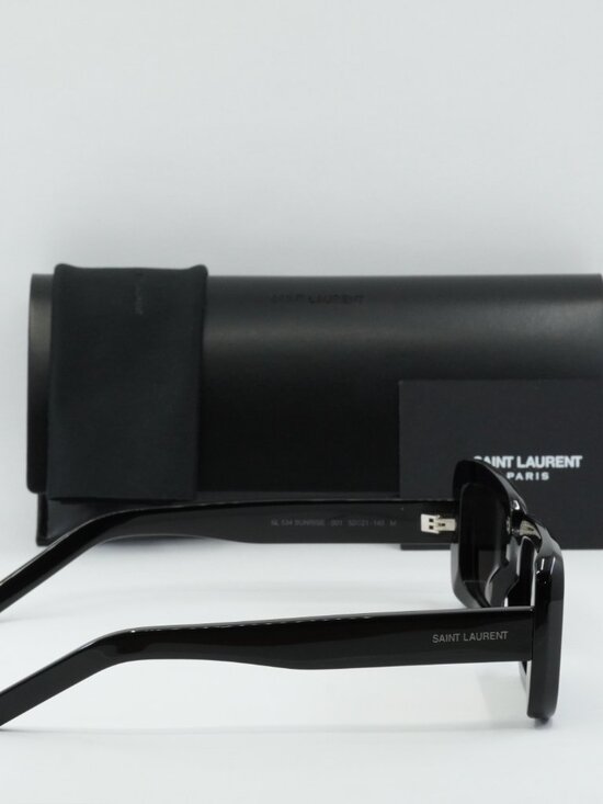 Saint Laurent SL534 SUNRISE 001 Rectangle Sunglasses - Shiny Black/Black main image 10